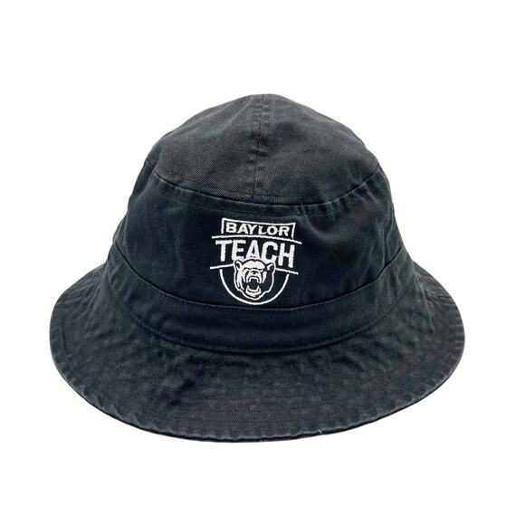 Baylor University S/M Teach Teacher Embroidered Black Canvas Unisex Bucket Hat - Picture 1 of 5